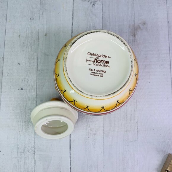 Chris Madden JCPenny VILLA ANCONA Floral Band Rope Handle 9" Medium Canister Jar - Picture 7 of 9